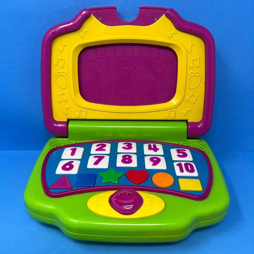 Barney Learning Laptop OS Multi Color Interactive Preschool Toy With 4 Cards